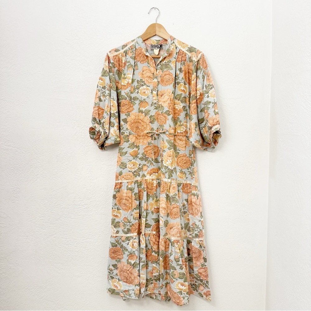 Vintage 1970s Foxy Lady Cottage Core Prairie Boho Floral Summer Dress Size 11/12